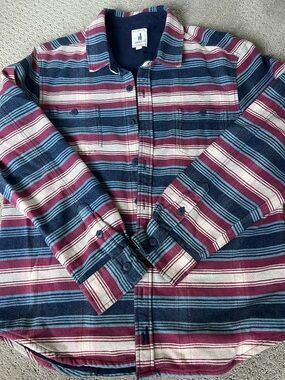 Men’s Flannel Shirt Jacket - Blue, Burgundy, Cream